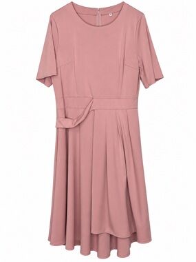 Unbranded Women’s 3XL Fit Flare Midi Dress Tie Waist Elbow Sleeve